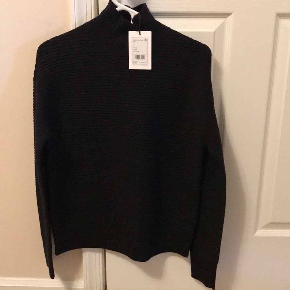 Theory Black Ribbed Wool Sweater